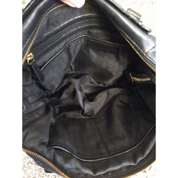 Michael Kors Black Leather Satchel Handbag Top Handles Only - Picture 7 of 12